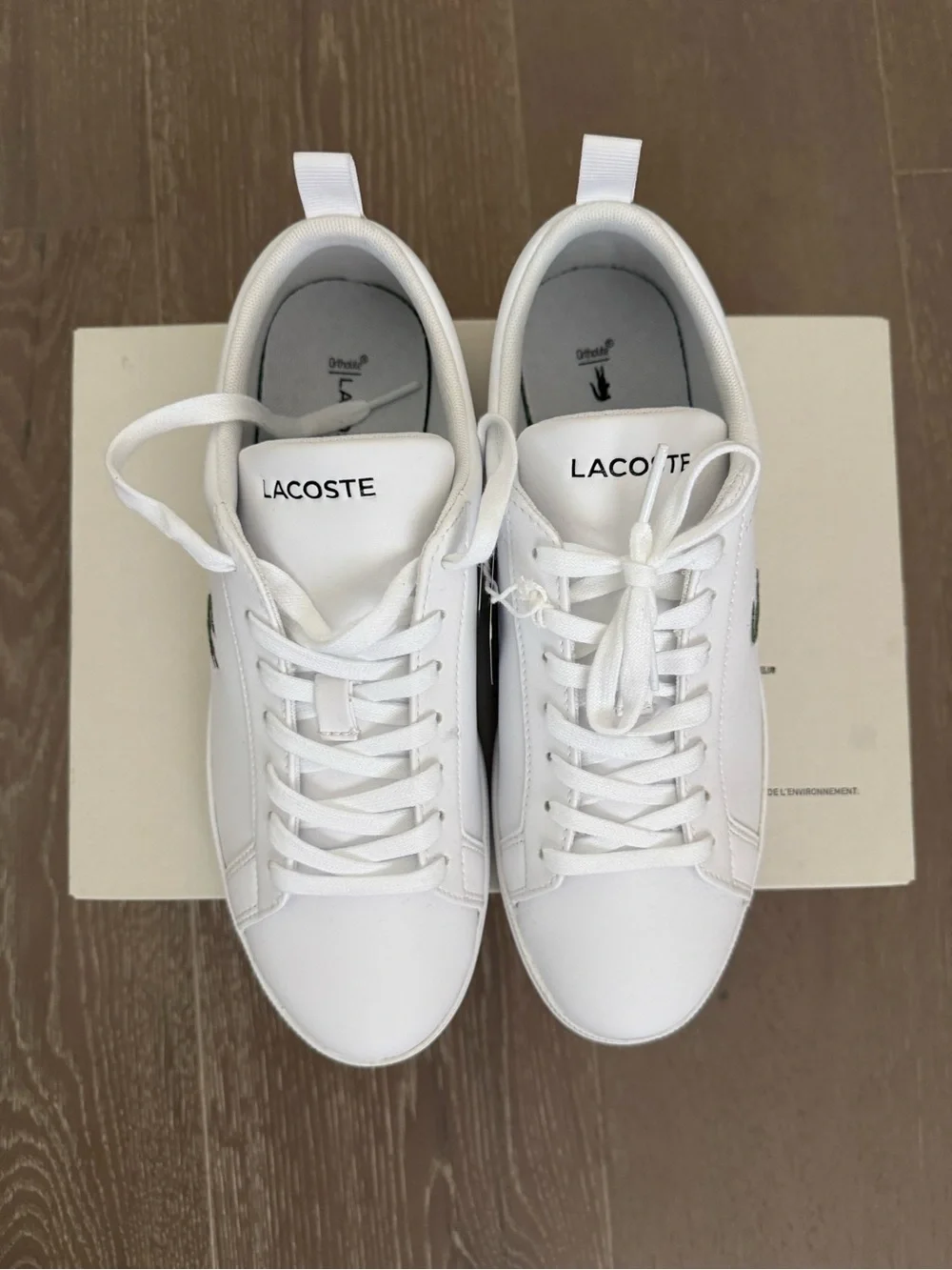 Lacoste White Low-Top Sneakers with Green Crocodile Logo